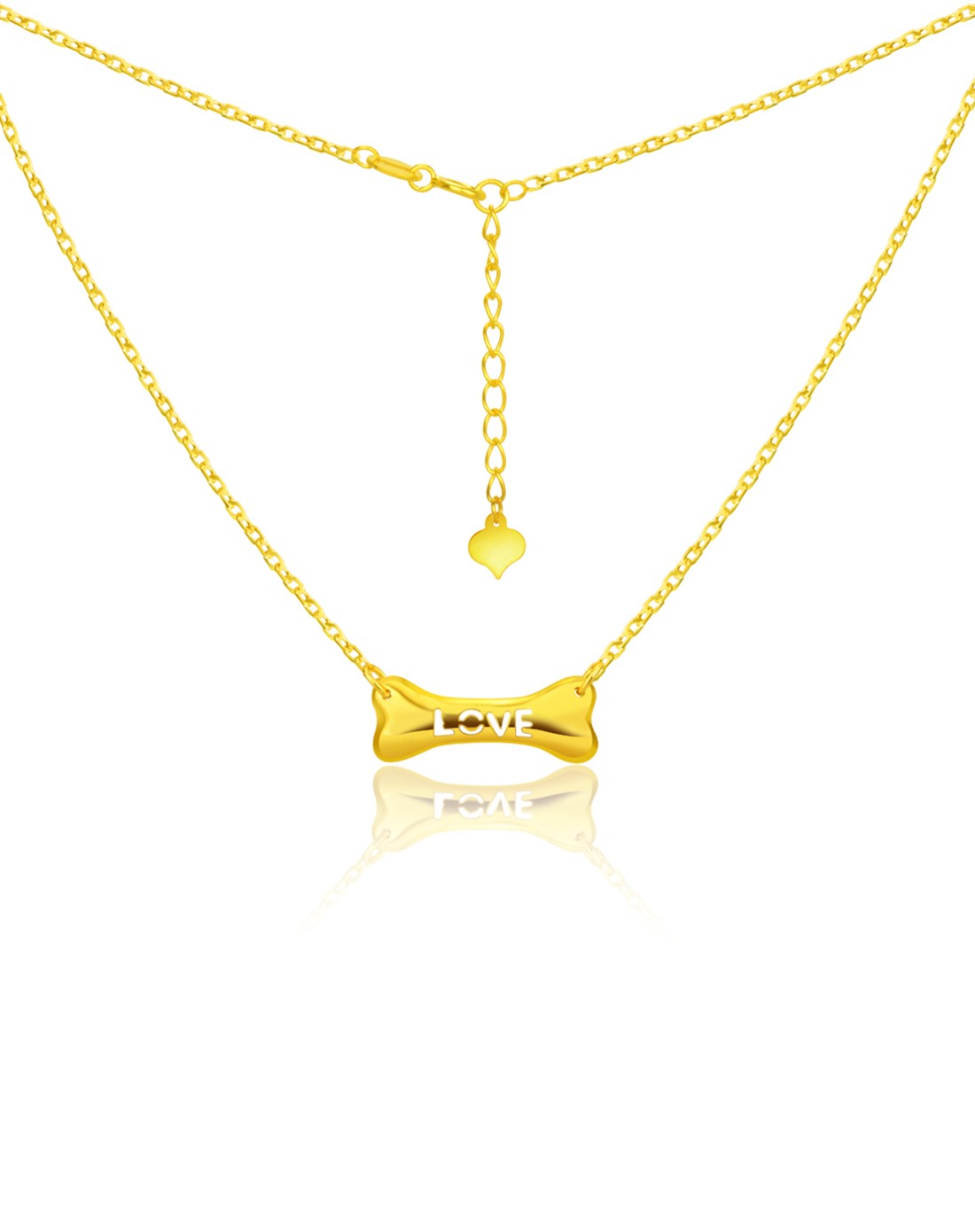 黄18k金项链骨头love套链(2.98克)