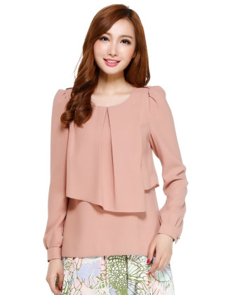 暗粉色淑女商务长袖上衣