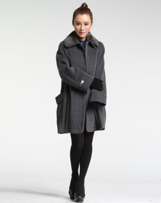 烟灰色气质时尚长袖大衣