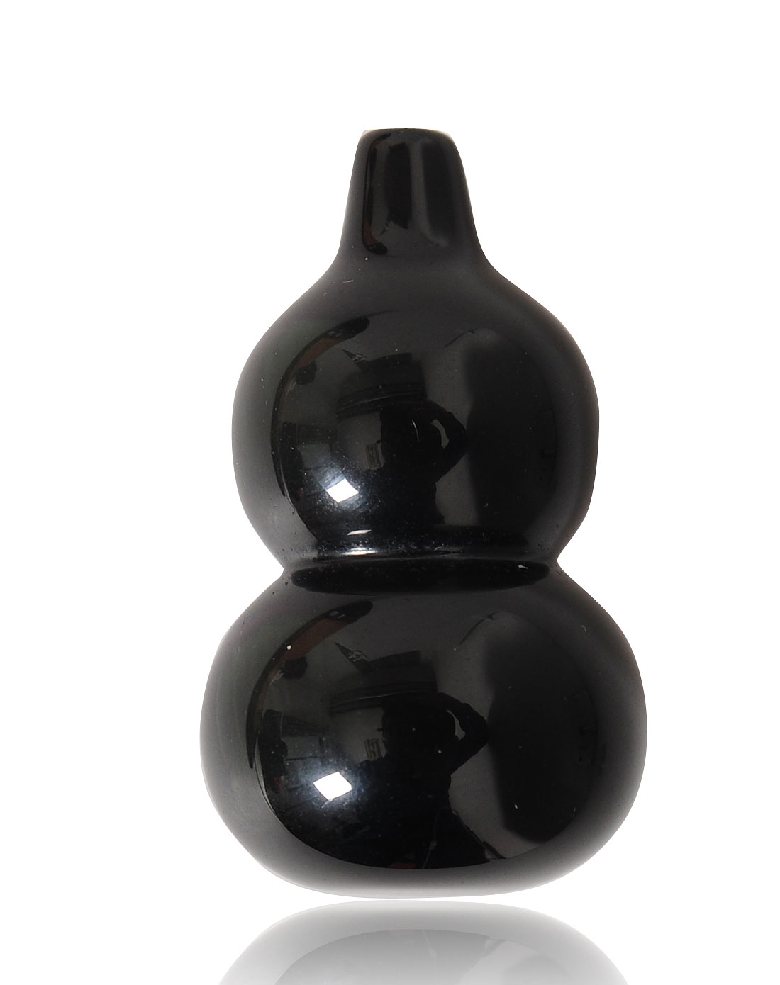 中性黑色天然黑曜石葫芦摆件