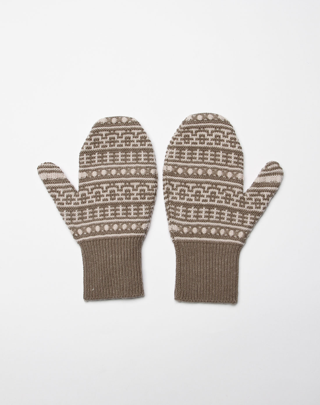 咖啡色织花时尚100羊绒手套