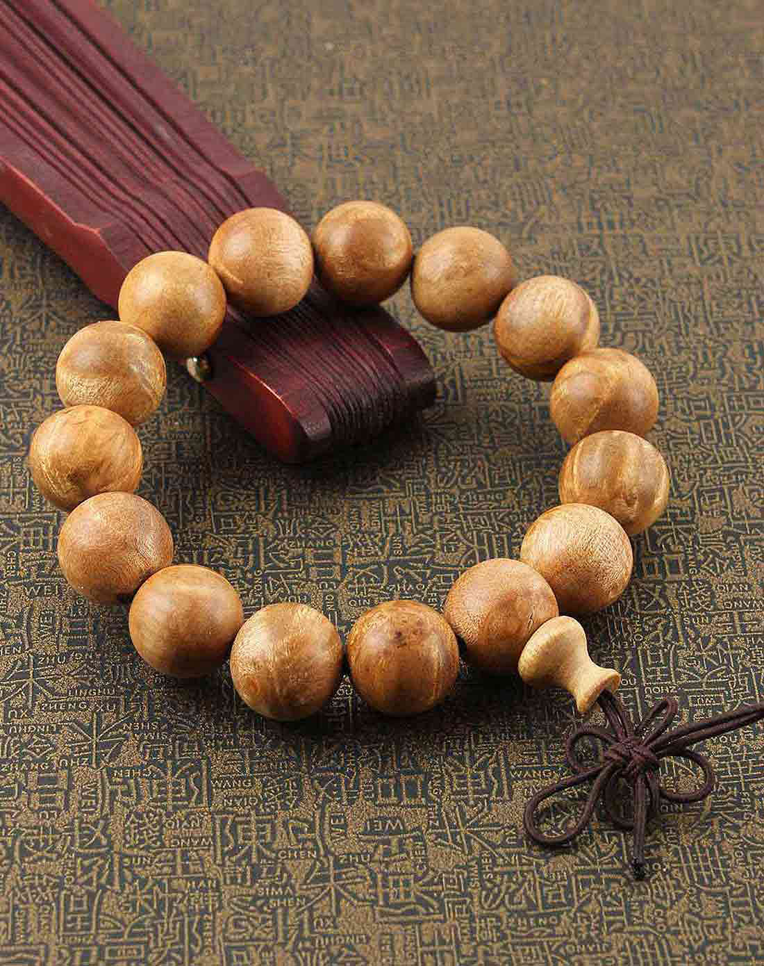 天然留疤水波纹金丝檀木手珠