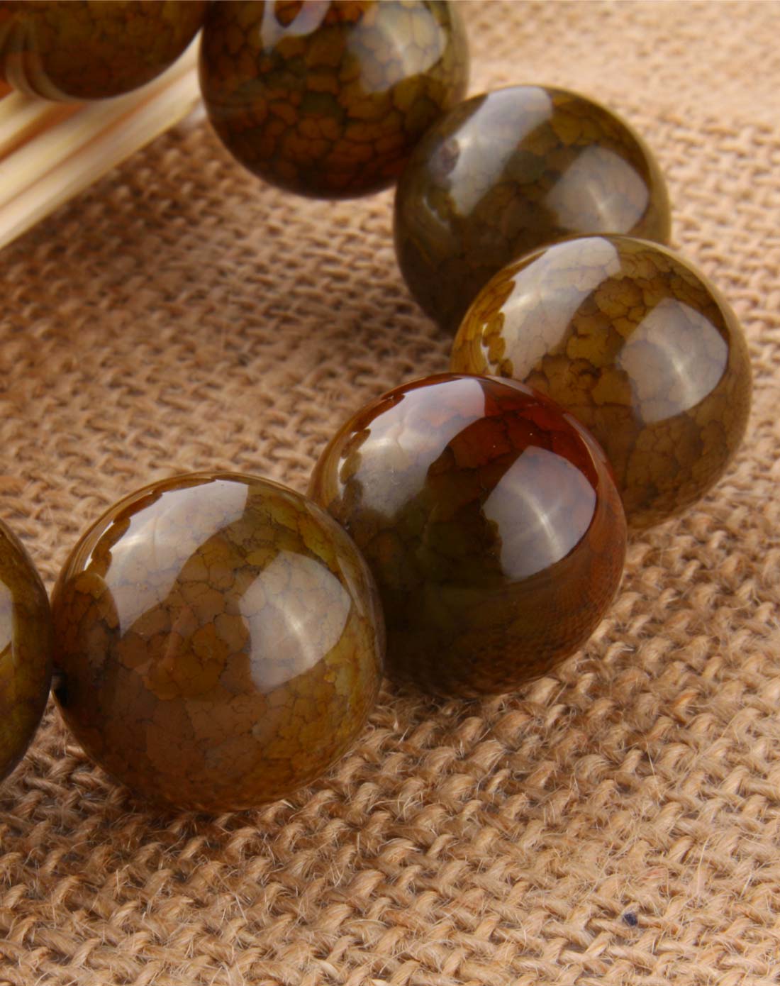 天然玛瑙褐色冰花手串附证书