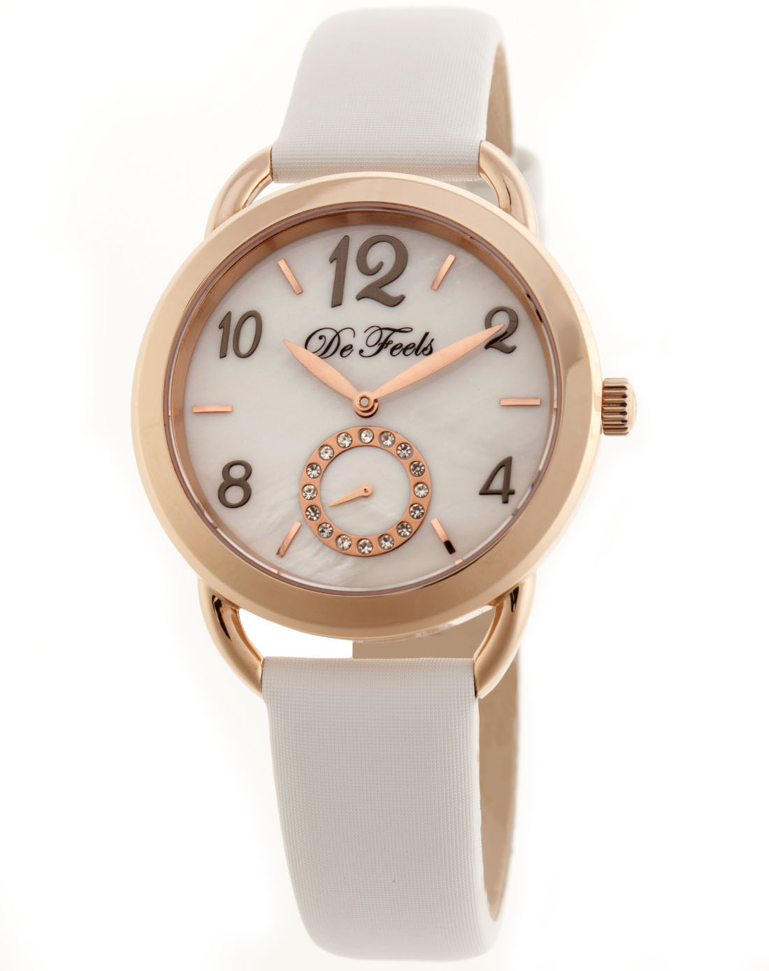 女款雅典娜珍珠表盘小三针白色绢带石英表