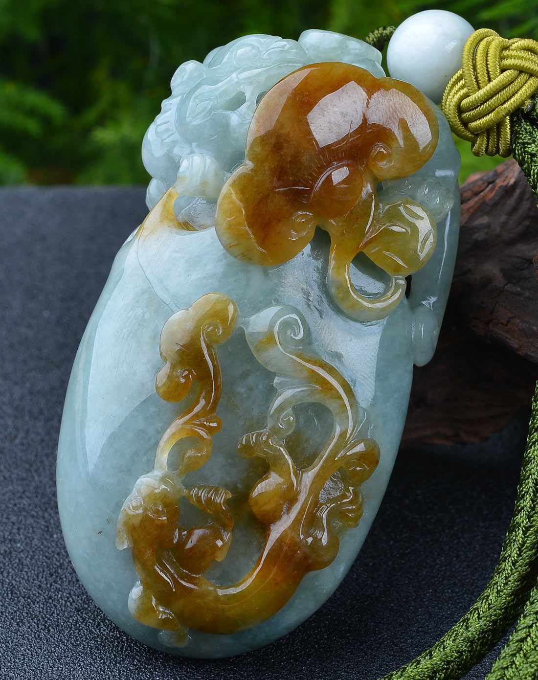 天然正品金钱如意貔貅翡翠手把件含绳附证书