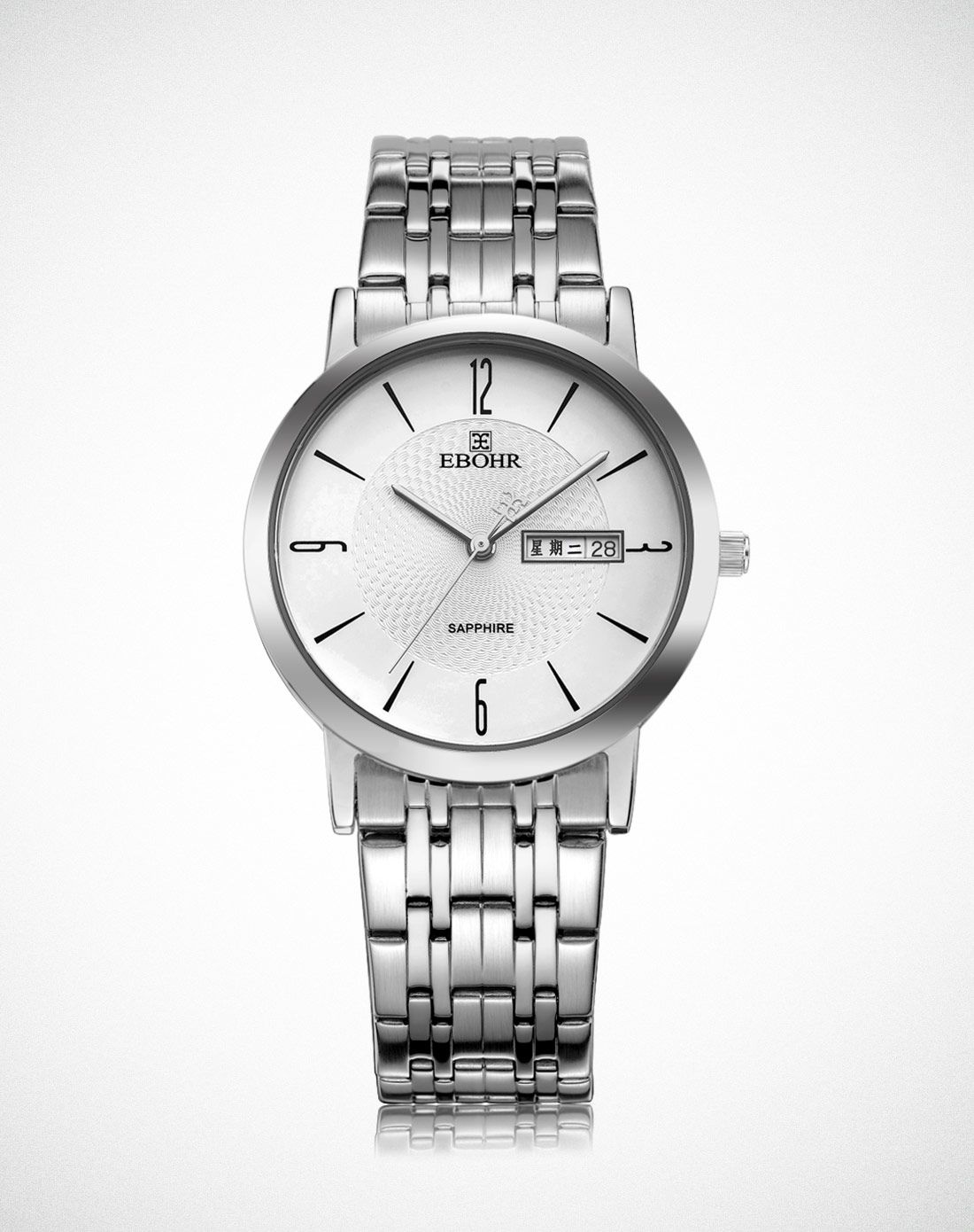 简约时尚天翼系列轻薄简约钢带白面男表