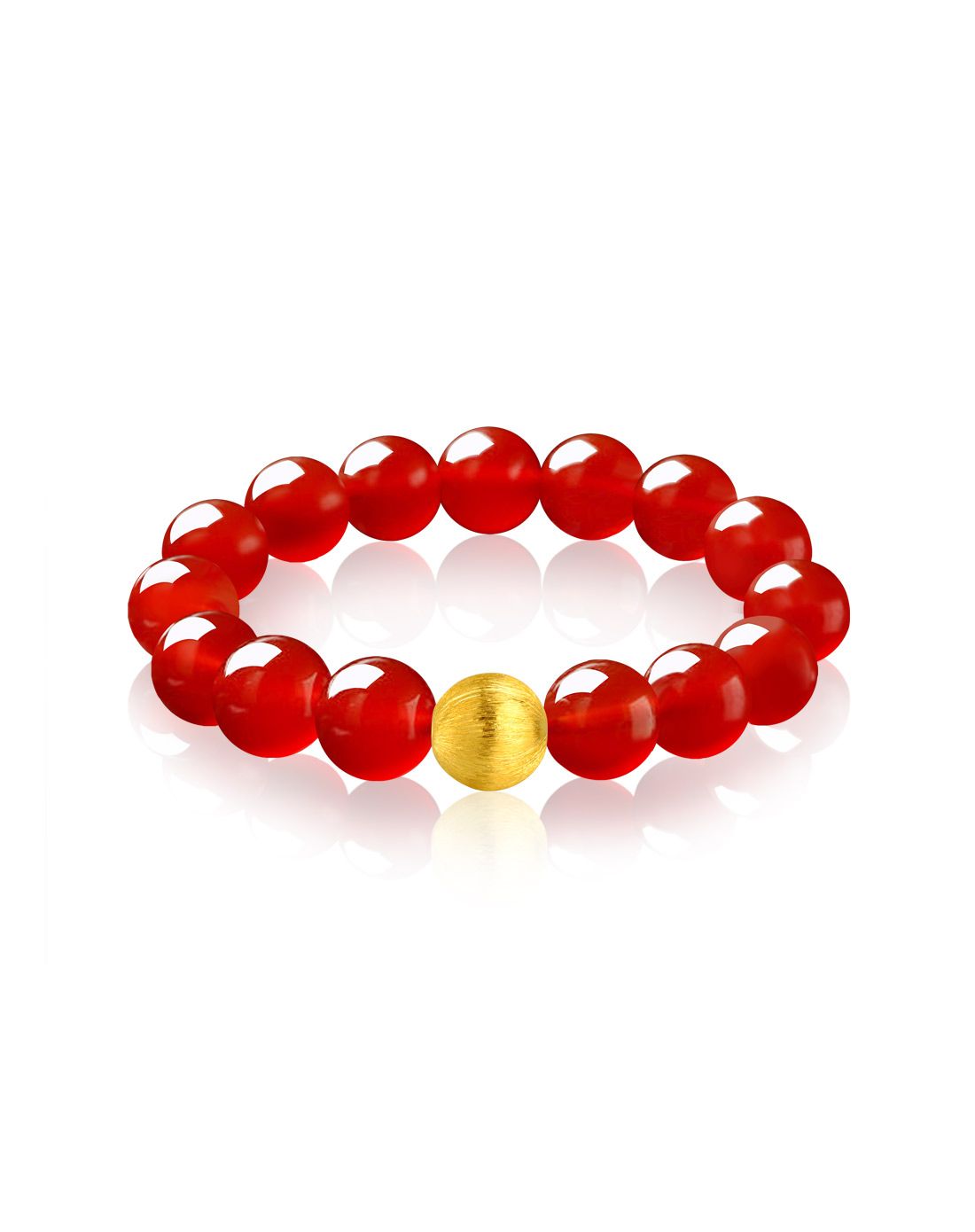 3d硬足金黄金吊坠转运珠拉丝朝珠红玛瑙手串约1克