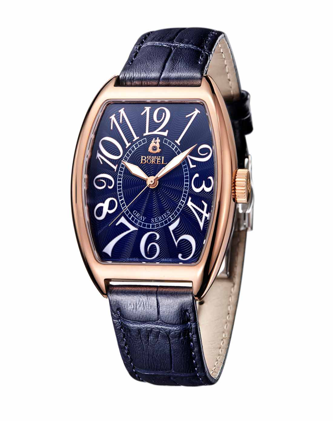 瑞士依波路雅仕系列酒桶型玫瑰金机械男表