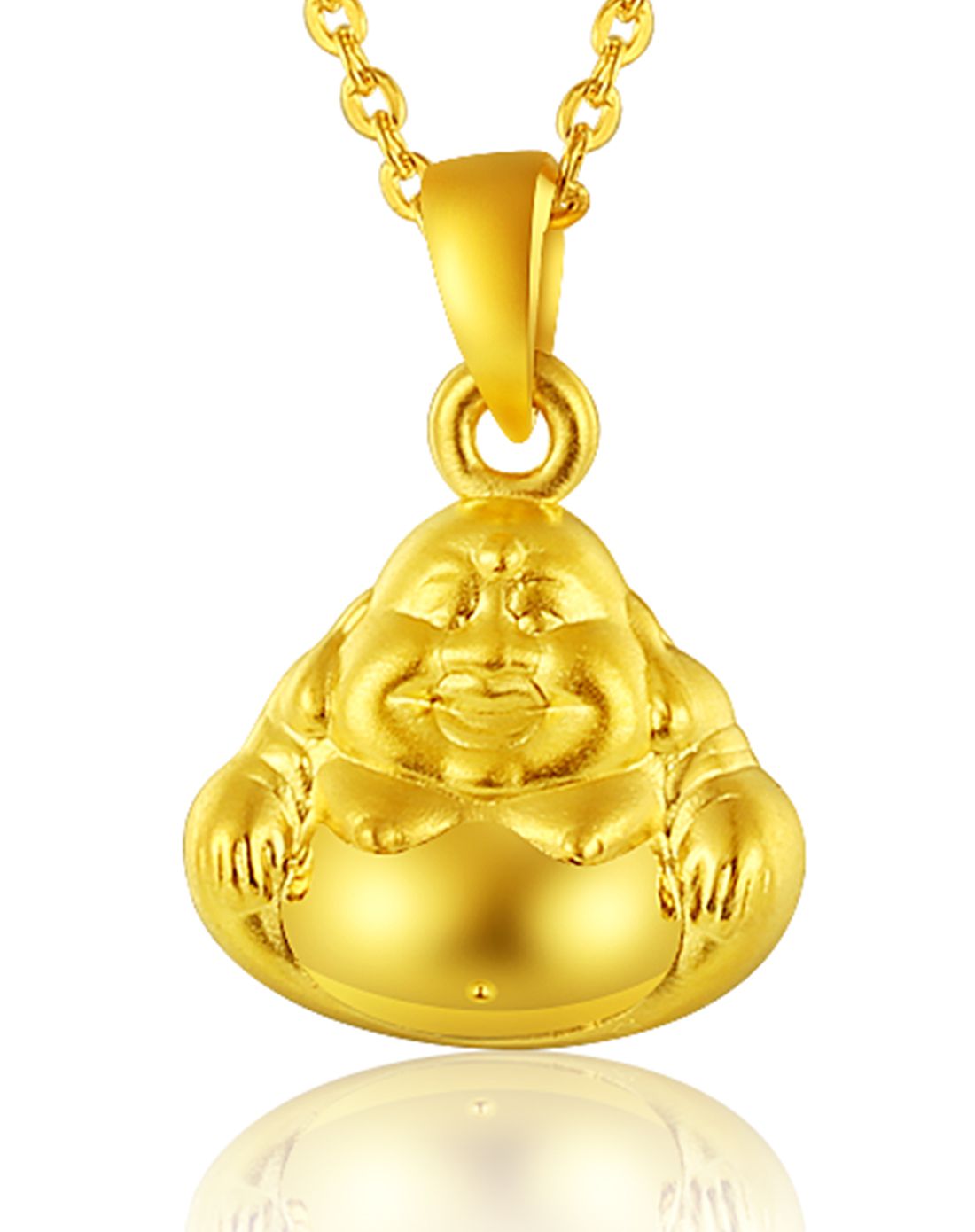 张万福 笑口常开 3d硬金弥勒佛吊坠