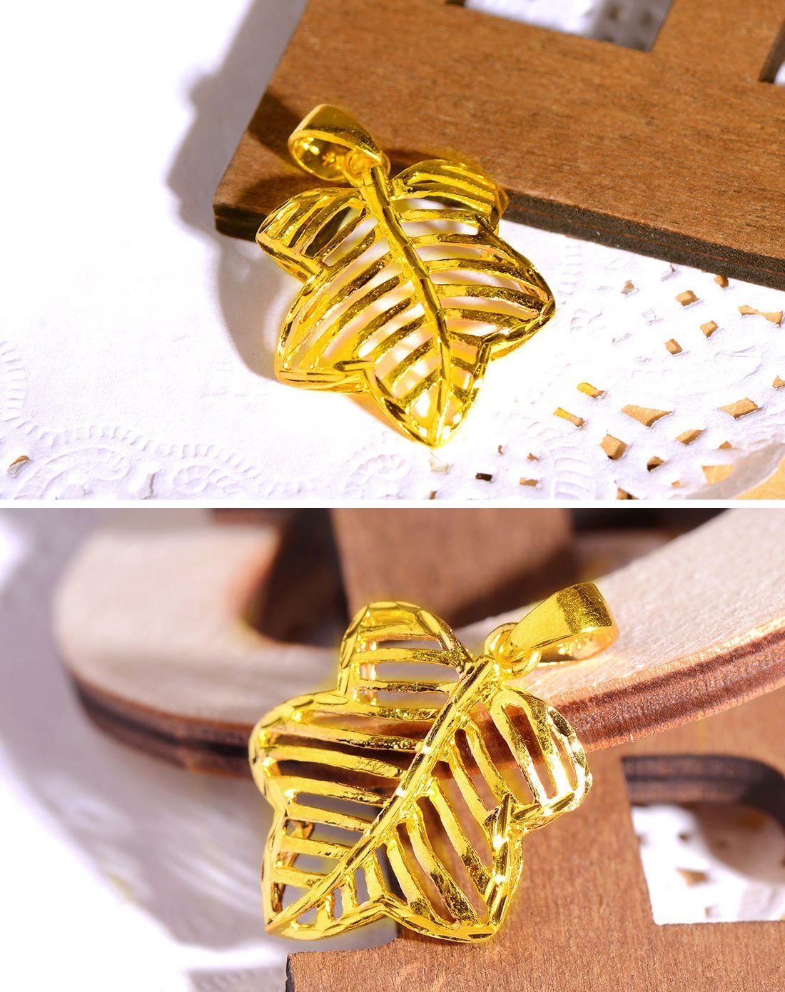 足金黄金吊坠单面叶子枫叶约366克不含链