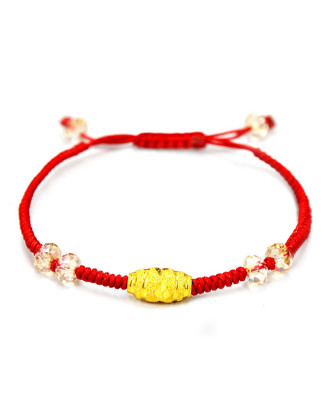 亚一 足金转运珠红绳手链一(约0.5克)