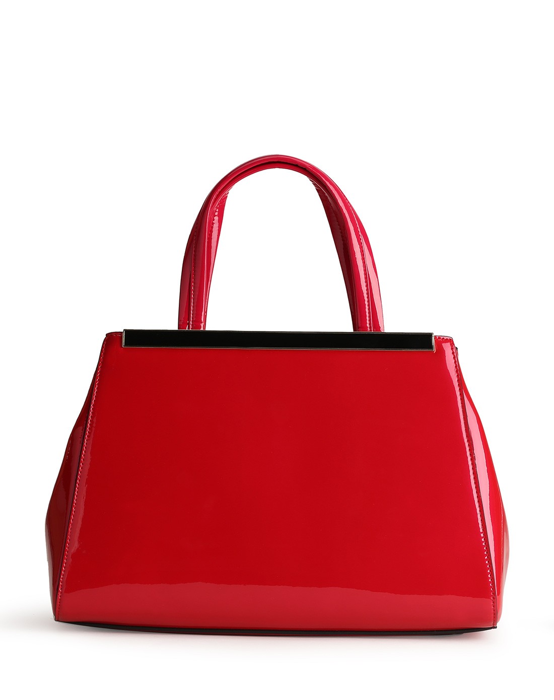 红色牛皮休闲多袋横款方形女手提包