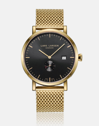 瑞士制造丹麦品牌larslarsen蓝宝石简约商务休闲石英男表