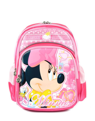 迪士尼disney女童玫红色米妮大卡通书包