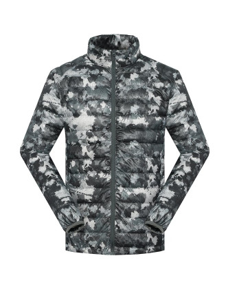 男款黑灰迷彩羽绒服轻便保暖可收纳