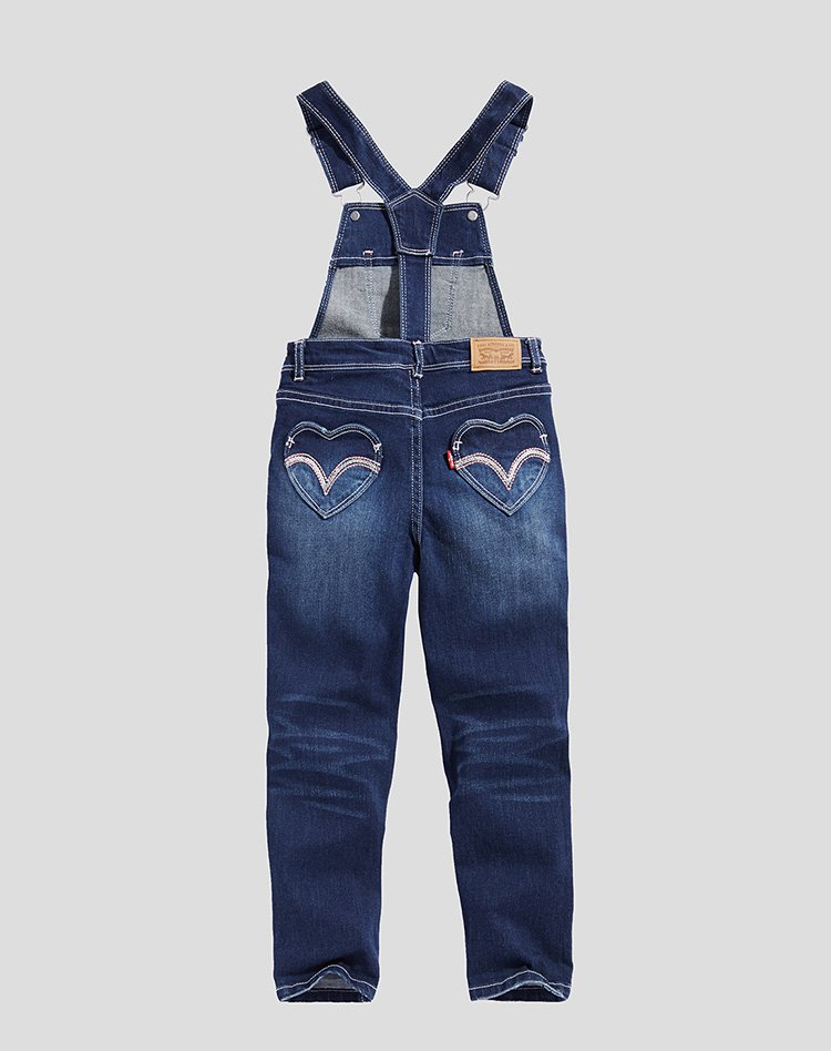 levis女童谬斯蓝牛仔背带裤