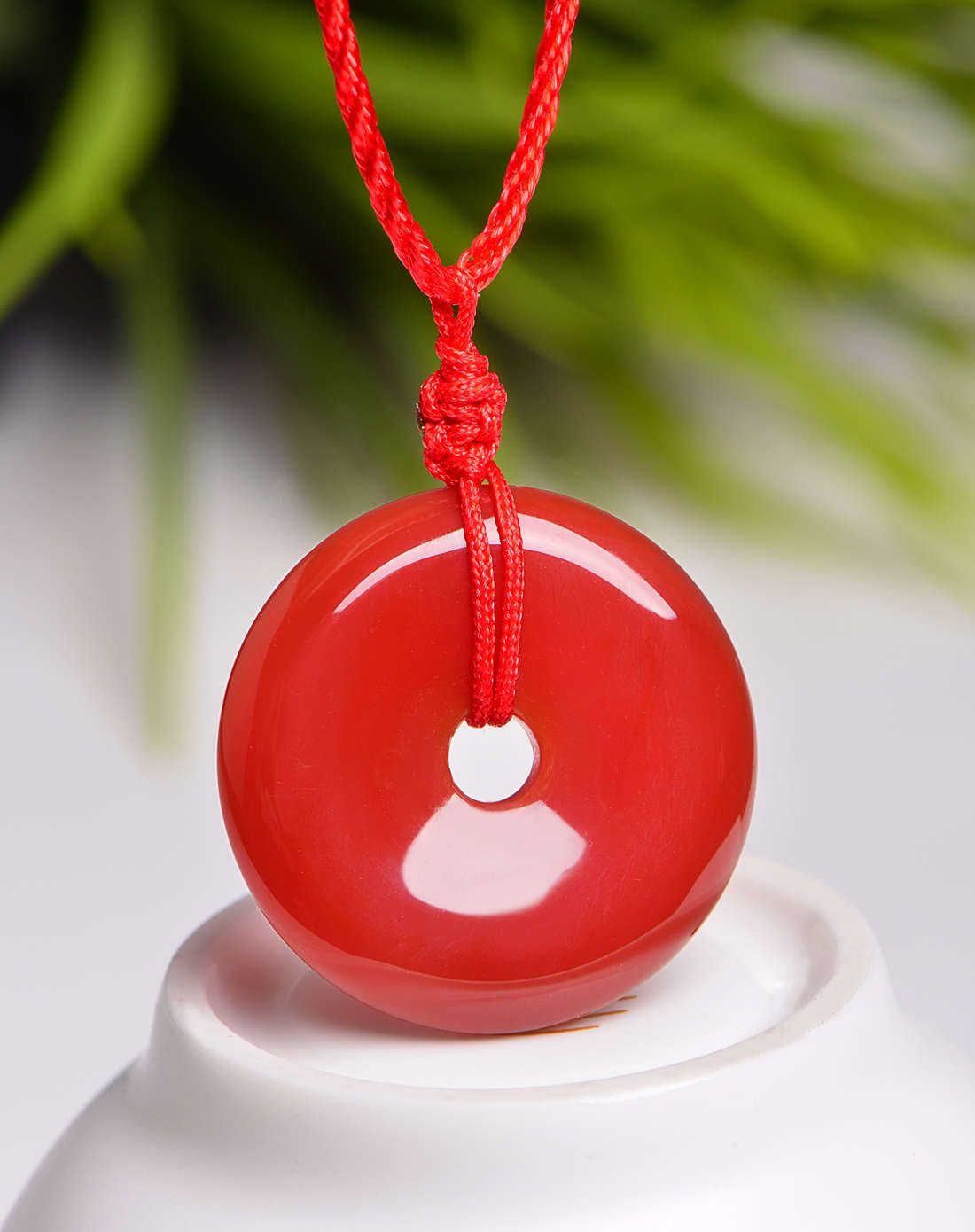 红玛瑙平安扣吊坠项链附证书