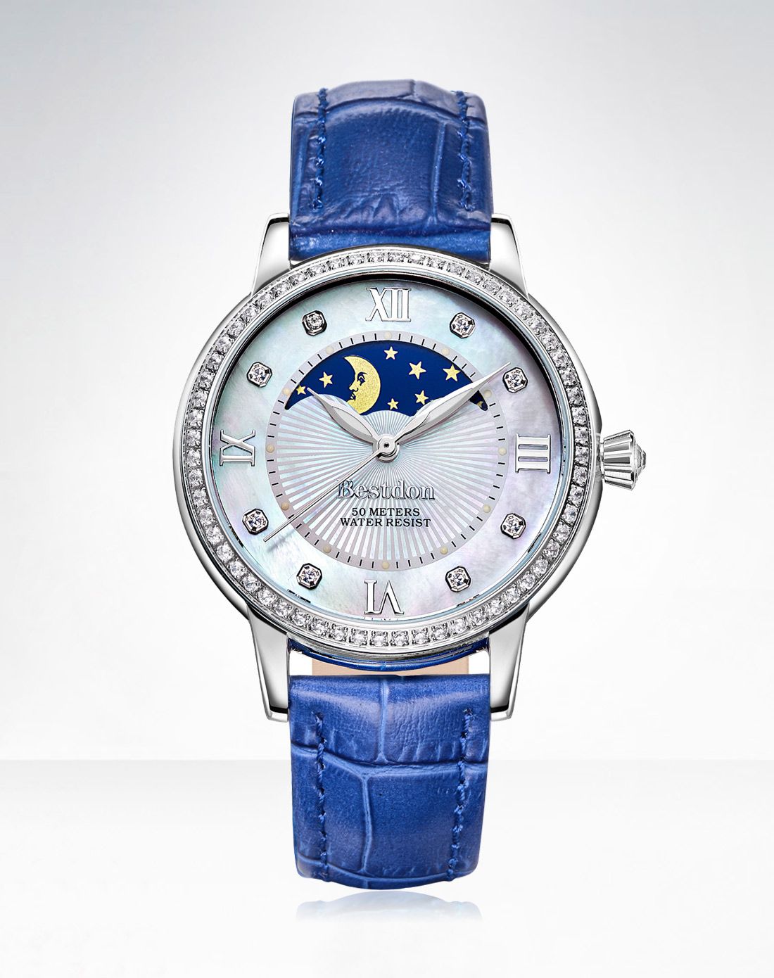 浪漫星月系列月相腕表赠送原装表带颜色随机