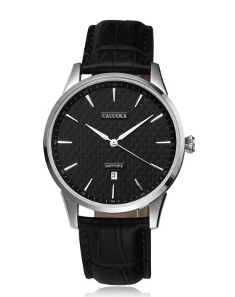 卡罗莱 简约休闲皮带单日历石英男表