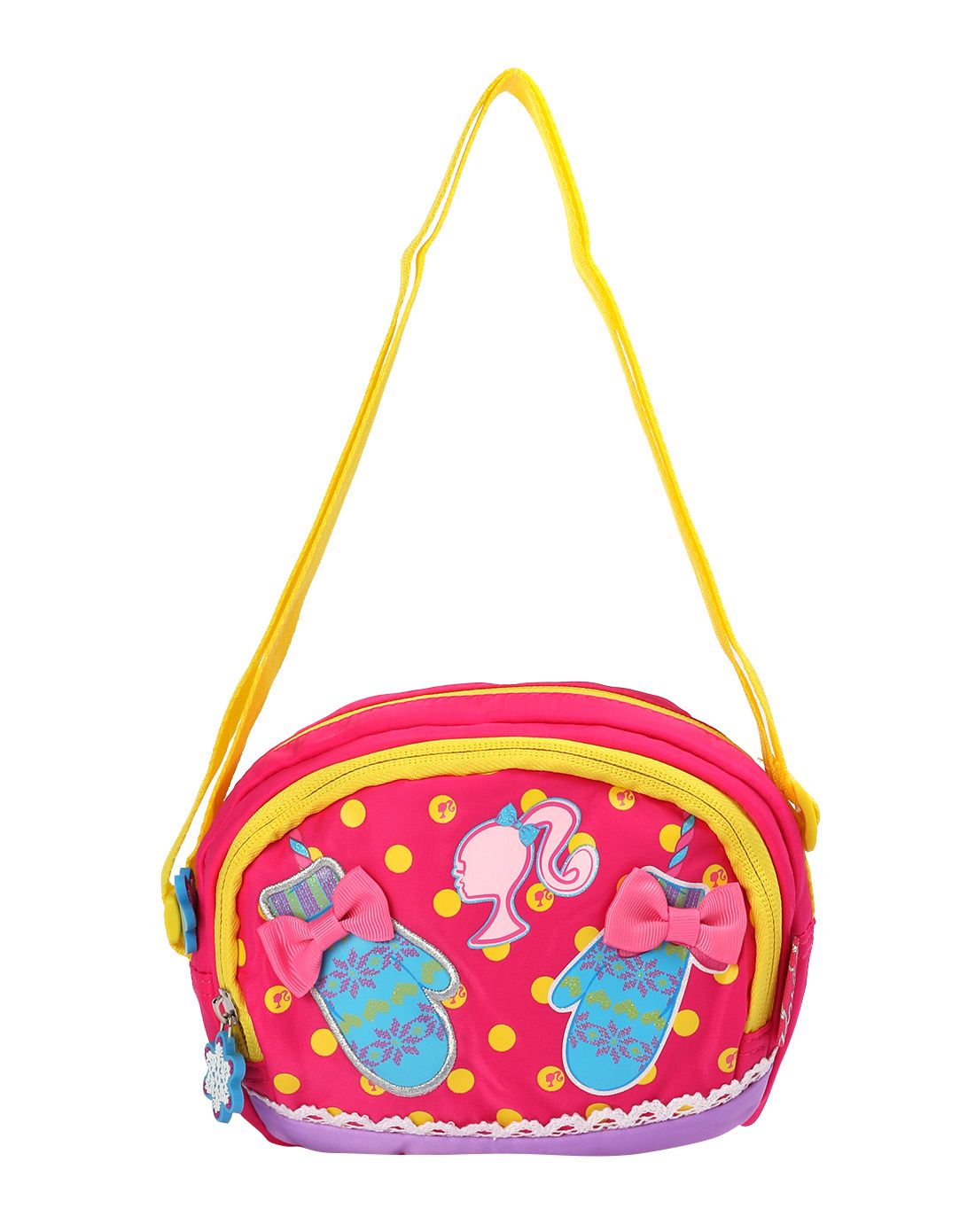 芭比娃娃barbie女童桃红色斜跨小包