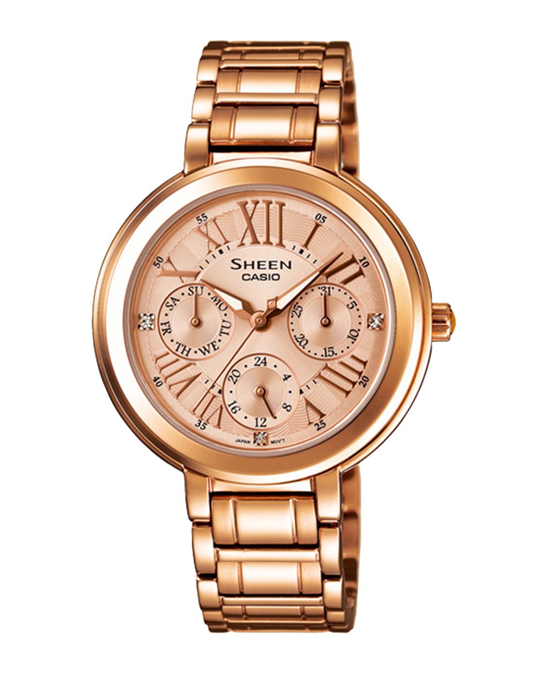 卡西欧casio罗马表盘玫瑰金新款时尚指针女表