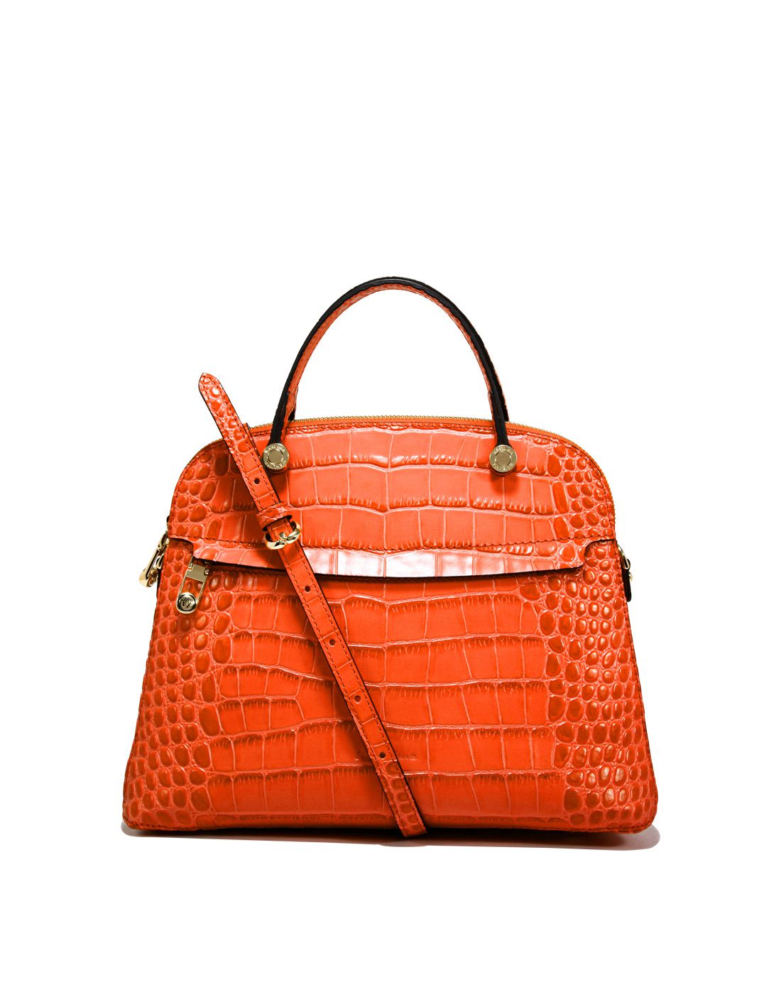 橙色鳄鱼纹手提斜挎包