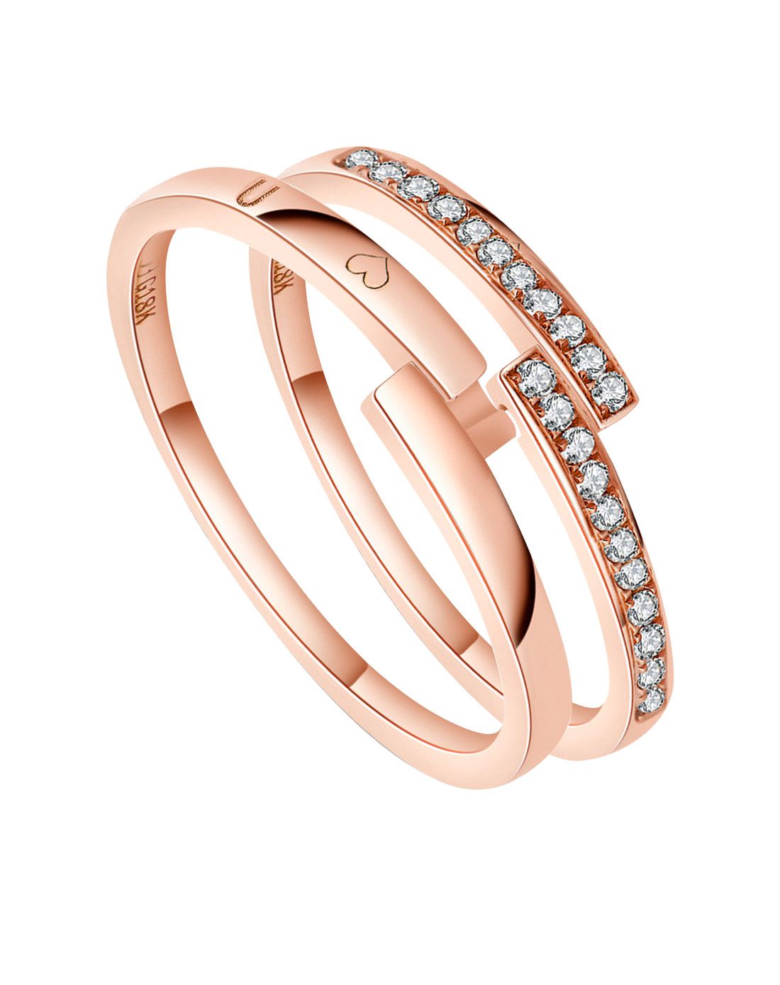 venti love系列 叠爱 红18k金钻石戒指