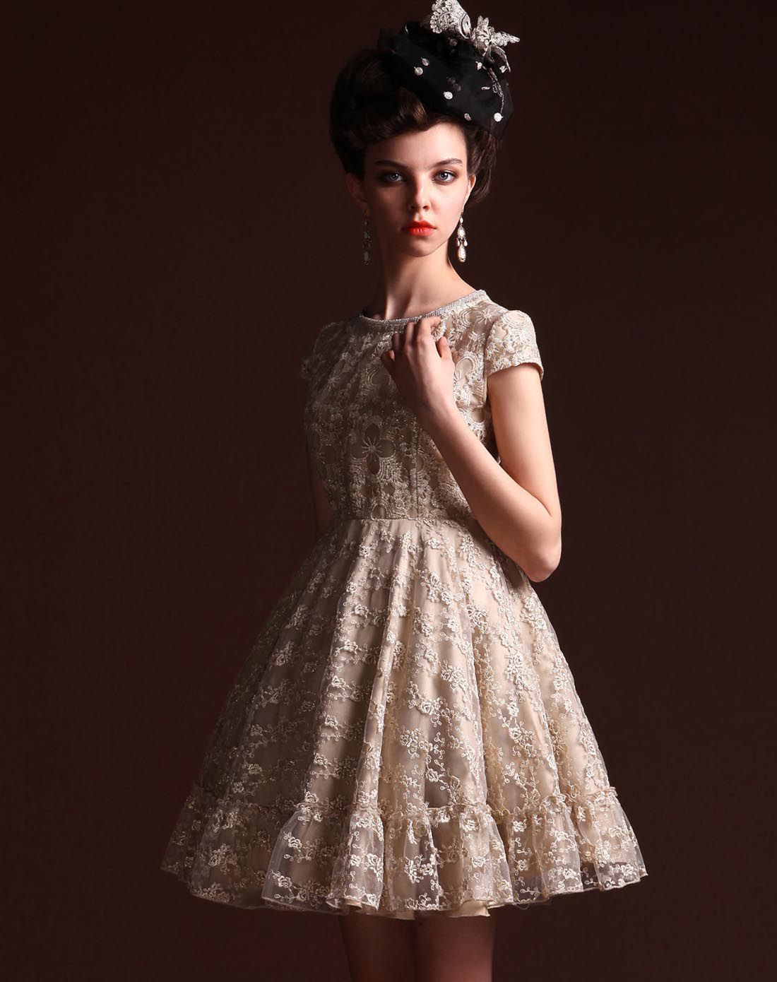 artka阿卡金丝刺绣真丝礼服裙