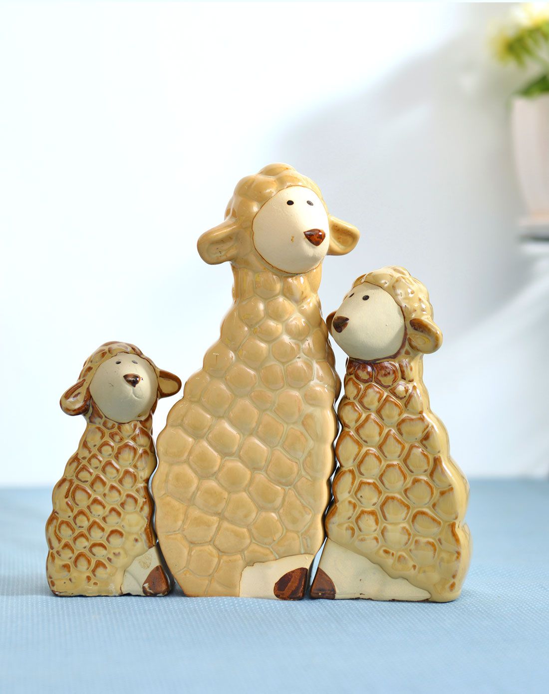 小羊陶瓷摆件3件套