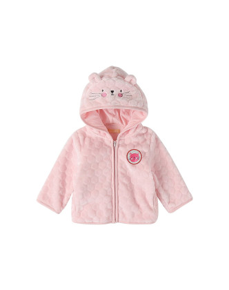 女童粉红色可爱帽兜小外套