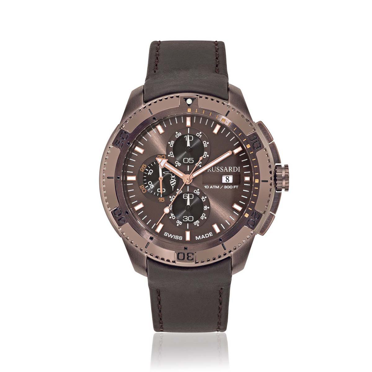 > trussardi 男款sportive运动家系列牛皮表带运动计时石英腕表