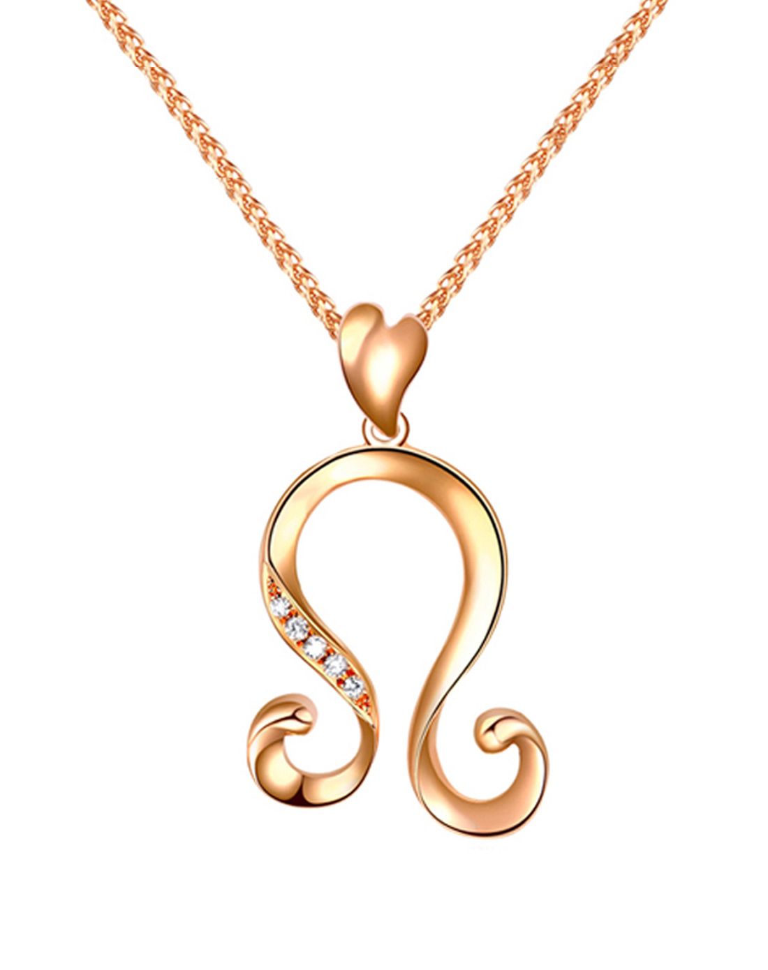 狮子座-18k玫瑰金钻石吊坠(赠银链)