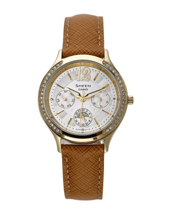 casio sheen系列水钻时尚高贵石英女表