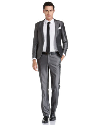 银灰色商务气质长袖西服套装