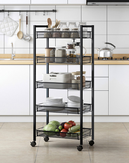 厨房置物架五层落地多层杂物架家用货架烤箱微波炉整理收纳储物架