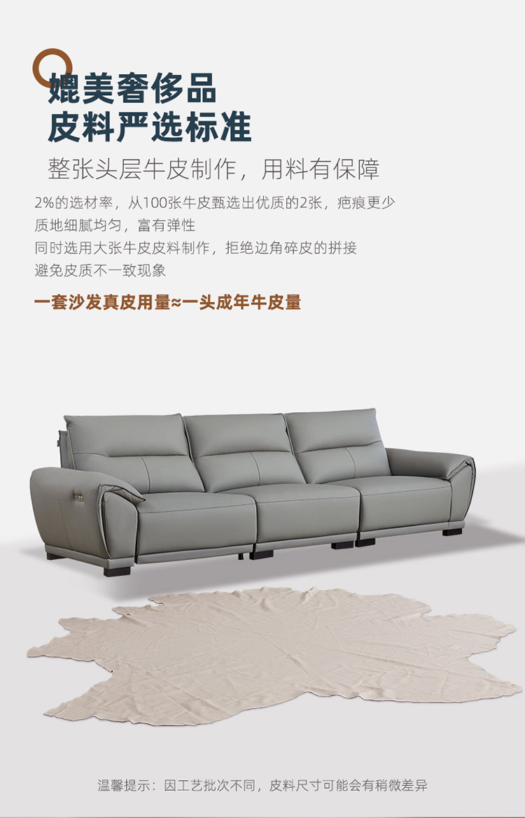 双虎意式轻奢真皮沙发客厅头层牛皮大象耳朵电动零靠墙多功能903