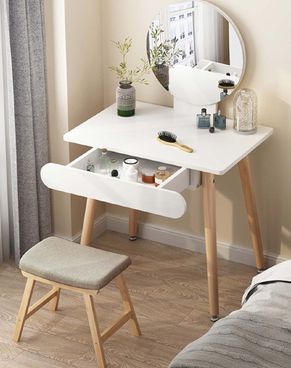 简约家用梳妆台凳子现代卧室可爱少女网红靠背凳化妆椅轻奢公主凳