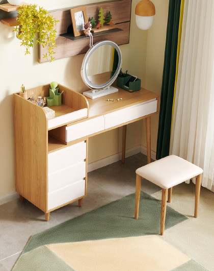 北欧风梳妆台led灯带妆镜可伸缩多功能化妆桌127105