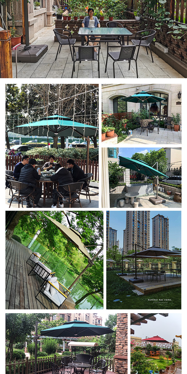 紫叶户外伞户外遮阳伞庭院伞花园罗马伞室外太阳能led带灯太阳伞