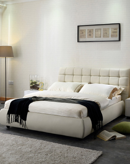 欧式轻奢简约皮艺软床包边床婚床搭配乳胶弹簧床垫博士架j201