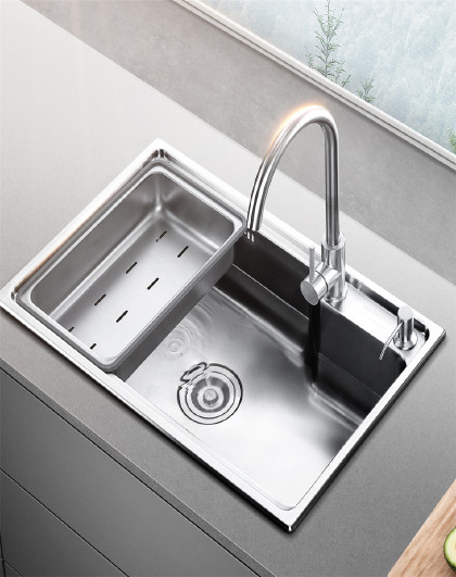 悍高304不锈钢加厚水槽厨房洗菜盆洗碗池拉伸水槽单槽套餐