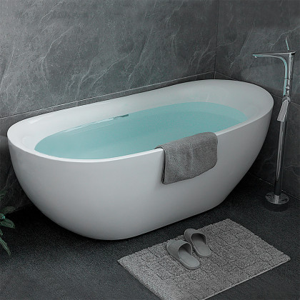 缇诺时尚椭圆亚克力家用独立式浴盆成人加厚酒店移动浴缸