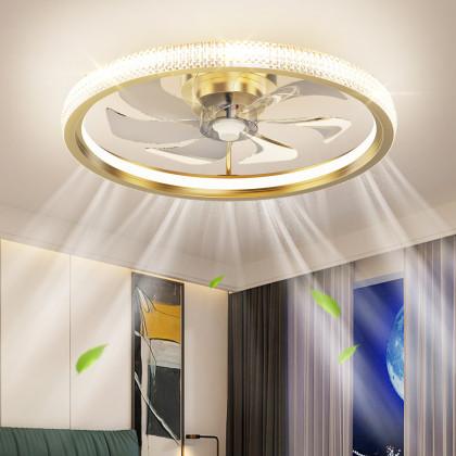 轻奢吸顶风扇灯电扇灯家用儿童房吊扇灯现代简约皇冠风扇吊灯具
