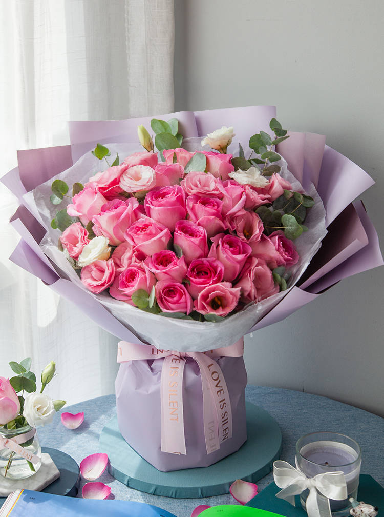 爱莎玫瑰花真鲜花花束生日礼物送女朋友全国同城配送当日达