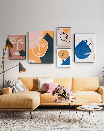 北欧客厅抽象装饰画清新大理石壁画创意轻奢几何挂画现代饭厅墙画