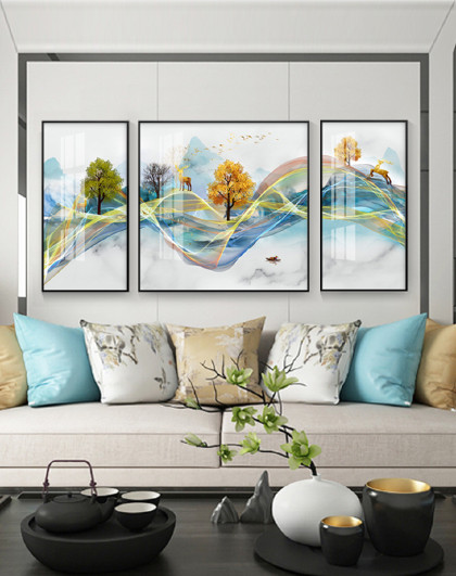 餐厅装饰画客厅简约挂画家庭画三联厨房饭厅壁画清新水果酒杯墙画