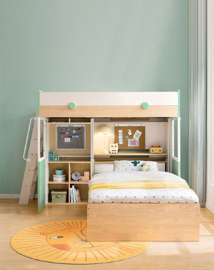 高低床上下铺床双层床儿童床女孩公主床子母床粉色小户型房ea2a-p