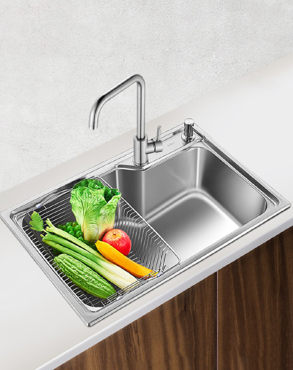 悍高304不锈钢加厚水槽厨房洗菜盆洗碗池拉伸水槽单槽套餐