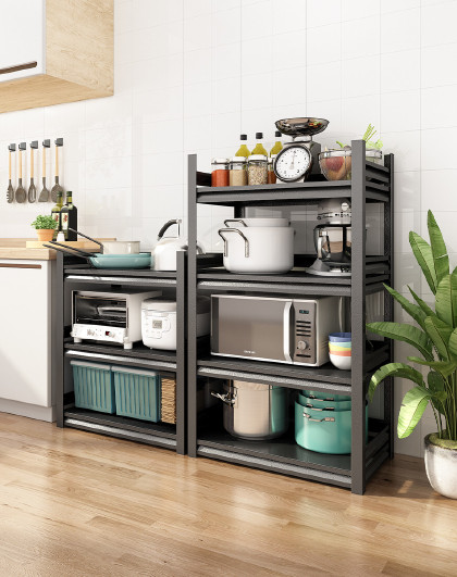 厨房置物架家用品落地式简易多层微波炉电器储物多功能调料收纳架