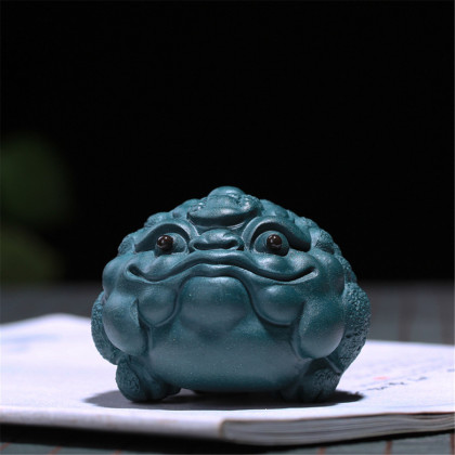紫砂茶宠茶道摆件原矿紫砂绿泥招财金蟾